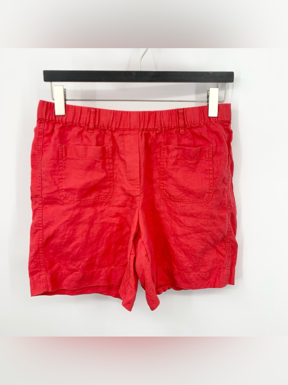 J Jill Women Size Small Shorts Love Linen Red Pull On 7" High Rise